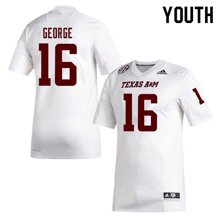 Youth #16 Brian George Texas A&M Aggies College Football Jerseys Sale-White - Click Image to Close